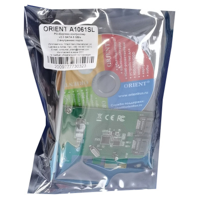 ���������� PCI-E v2.0 ORIENT A1061SL SATA 3.0 6 Gb/s, 2intport, ��������� HDD �� 6TB, ASM1061 chipset, oem