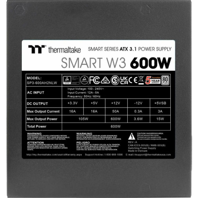 ���� ������� 600W Thermaltake Smart W3 PS-SPW-0600NNFAWE-1