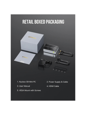 ����-�� GMKtec NucBox G9, Intel N150/12 �� LPDDR5/576 �� SSD; eMMC/Intel UHD Graphics/Windows 11 Pro, ����������� (G9/N150/12+512GB)