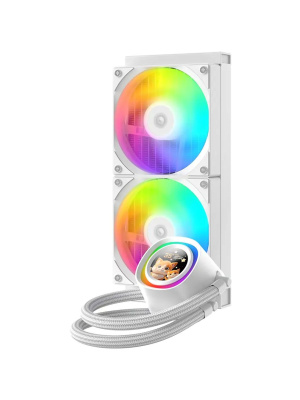 �������� �������� ���������� ID-COOLING FX240 LCD WHITE LGA1851/1700/1200/115X/AM4/AM5 (TDP 300W, ARGB FAN and PUMP, LCD Display, PWM, DUAL FAN 120mm, �����) RET