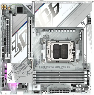 ����������� ����� Gigabyte X870M AORUS ELITE WIFI7 ICE, AM5, AMD X870, mATX, Ret