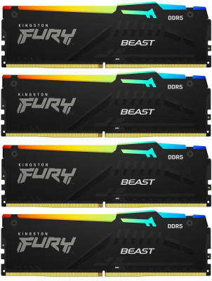  DDR5 4x32GB 5600MHz Kingston KF556C40BBAK4-128 Fury Beast Black RGB RTL Gaming PC5-44800 CL40 DIMM 288-pin 1.25 dual rank   Ret