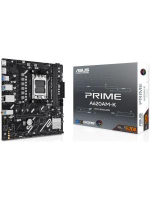 ����������� ����� ASUS PRIME A620AM-K, AM5, A620A, 2*DDR5, 4*SATA, 1*M.2, 4*USB 3.2, 2*USB 2.0, 1*PCIx16, 1*PCIx1, DP+HDMI, mATX;