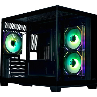 ������ XASTRA QW500M 3ARGB-C10-UC Black mATX/Aquarium/Screewless/3x120mm ARGB PWM FM fans/Argb+PWM HUB 10port/Type-C/ QW500M-3FM12A-C10-UC
