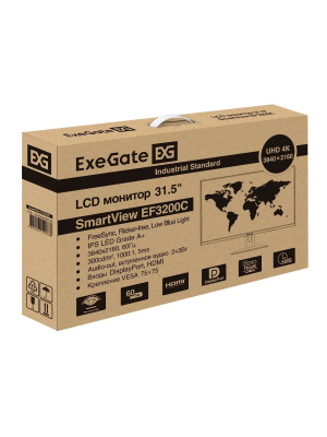 ������� ExeGate 31.5"�EF3200C SmartView {IPS 3840x2160 60Hz 5ms 16:9, 300cd 1000:1 178/178 2xHDMI2.0 DisplayPort USB Speakers VESA} [EX299469RUS]