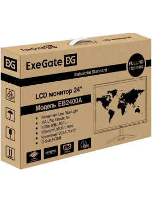 ������� ExeGate 23.8" EB2400A ������ {VA 1920x1080 75Hz 5ms 16:9 200cd 3000:1 170/160 D-Sub HDMI VESA ����������� �������} [EX297377RUS]