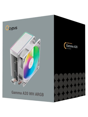 ����� ��� ���������� Ocypus Gamma A20 WH ARGB (110W, 3-pin, 122.5mm, Al/Cu, 2x6mm, ARGB, 1x92mm, 32CFM, 21dBA, 1900RPM, S: 1851/1700/1200/115X,AM5/AM4, white)