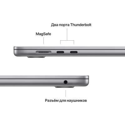 Ноутбук Apple MacBook Air 15, 15.3" (2880x1864) Retina IPS/Apple M2/8ГБ DDR5/256ГБ SSD/M2 10-core GPU/MacOS/Английская клавиатура, серый космос (MQKP3ZP/A)
