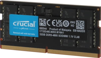 ����������� ������ Crucial 32Gb DDR5 4800MHz SO-DIMM (CT32G48C40S5) Ret