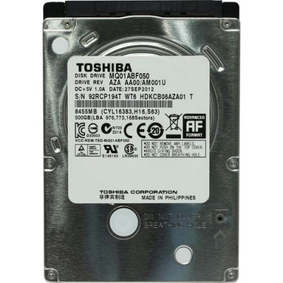 Жесткий диск 500GB TOSHIBA MQ01ABF050 SATA, 2.5", 5400RPM 