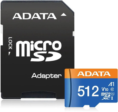 ���� ����� microSDXC 512GB A-Data AUSDX512GUICL10A1-RA1 Premier Pro + adapter