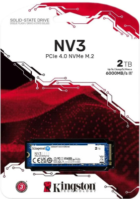 ���������� Kingston SSD NV3, 2000GB, M.2(22x80mm), NVMe, PCIe 4.0 x4, 3D TLC SNV3S/2000G
