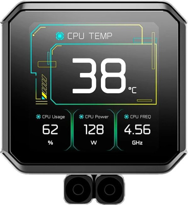 ������� �������� ���������� Deepcool Spartacus 360 Soc-AM5/AM4/1200/1700/1851 4-pin LCD, ������, Ret (R-SPT360-BKDSMP-G-1)