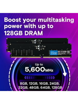 ����������� ������ Crucial by Micron DDR5-5600 128GB Kit (2x64GB) UDIMM CL46 Black 1.1V, 1 Year Warr�nty