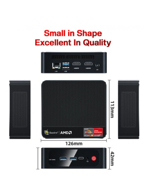����-�� Beelink SER5, AMD Ryzen 5 5500U/16 �� DDR4/500 �� SSD/AMD Radeon Graphics/��� ��, ������ (BL/SER5/5500U/16G/500G/2,5G*1/Black)