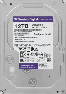 ������� ���� WD SATA-III 12TB WD122PURP Surveillance Purple Pro (7200rpm) 256Mb 3.5"