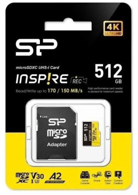 ���� ����� microSDXC 512GB Silicon Power SP512GBSTXLA2V1N Inspire V10 A2 + adapter