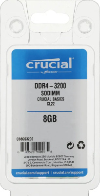 ����������� ������ Crucial Basics CB8GS3200 DDR4 - 1x 8�� 3200���, ��� ��������� SO-DIMM, Ret