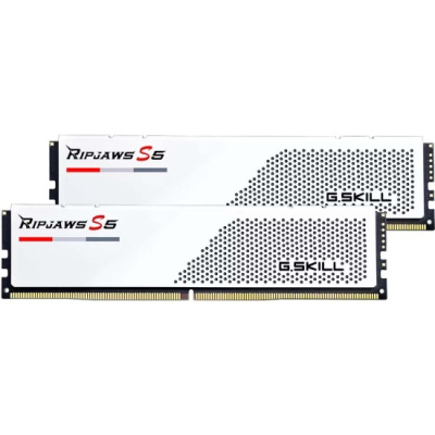 ����������� ������ 64GB (2x32GB) G.SKILL RIPJAWS S5 (F5-6000J3040G32GX2-RS5W), DDR5, 6000MHz, CL30 (30-40-40-96), 1.4V, White