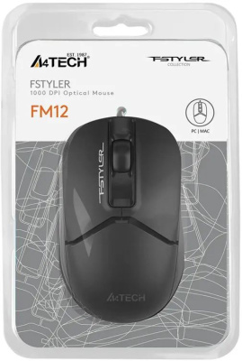 ���� A4Tech Fstyler FM12S ������ �����. 1200dpi silent USB 3but (FM12S BLACK)