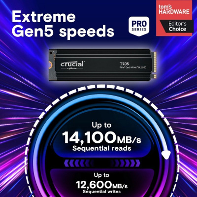 ������������� ���������� SSD Crucial T705 4TB PCIe Gen5 NVMe M.2 SSD with heatsink CT4000T705SSD5