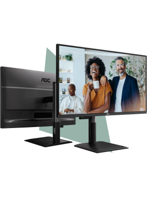 ������� AOC Q27P4CV 27" IPS, 2560x1440, 120Hz, 4ms, 350�d/m, 1500:1 | HDMI(2.0), DP(1.4), Type-C(PD-96W), 4xUSB 3.2, RJ45 | HAS, Pivot, Swivel, InPSU, Speakers, Vesa 100, Black