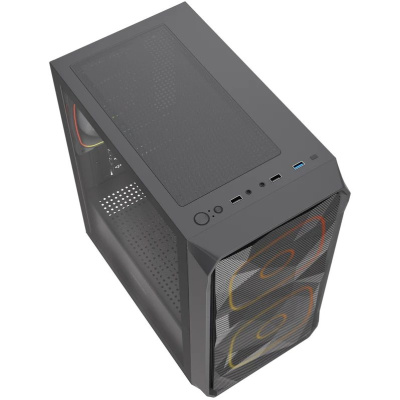 ������ Powercase Mistral SM06 ARGB, Tempered Glass, 3x120mm ARGB PWM fans, ������, mATX  (CMMSM06B-A3)