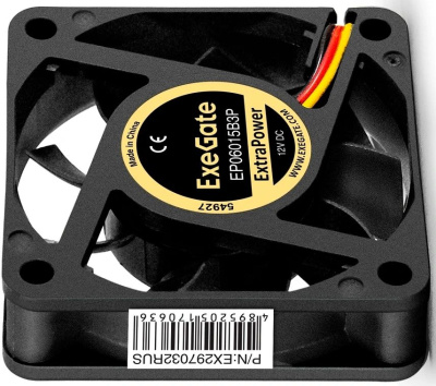 Exegate EX297032RUS ���������� 12� DC ExeGate ExtraPower EP06015B3P (60x60x15 ��, 2-Ball (������� ���������������), 3pin, 5000RPM, 34dBA)