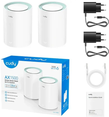 ��������� Mesh ������ CUDY M1500(2-Pack), Wi-Fi 6, AX1500, 2.4/5���, �����
