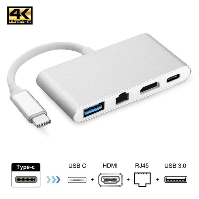 - ORIENT C033, USB3.1 Type-C (DisplayPort Alt mode) -> HDMI+GLAN+USB3.0+PD(Type-C), 4K@30Hz, 0.15 ,  (31091)