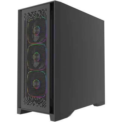 ������ Powercase ByteFlow Pro ARGB, Black, Tempered Glass, Type-C, 4x 120�� ARGB PWM Fans, ������, E-ATX  (CH9GPB-A4)