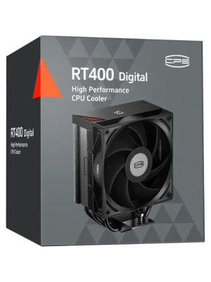 ����� ��� ���������� PCCooler RT400 Digital BK (230W, 4-pin PWM, LED temp., 152mm, Al/Cu, 4x6mm, 1x120mm, 73.32CFM, 34.9dBA, 2200RPM, S: 1851, 1700, 1200, 115X, AM5, AM4, black)