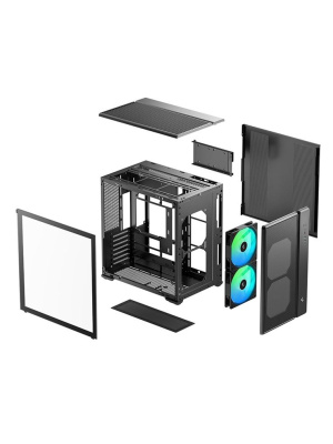 ������ Deepcool CG590 MESH 2F, TG (aquarium), 2x120mm ARGB Fan, mini-ITX, mATX, ATX, ������