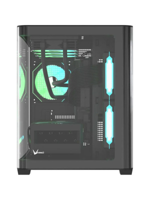 ������ Formula V Line Crystal U2M Floe Black, MATX, TYPE-C*1, USB3.0*1, Curved Glass, SIDE 2x FLOE ARGB, REAR 1x FLOE ARGB