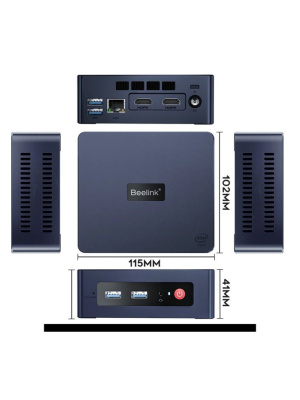 ����-�� Beelink Mini S, Intel Celeron N5095/8 �� DDR4/128 �� SSD/Intel UHD Graphics/Windows 11 Pro, ����� (BL/MINI S/N5095/8G/128G/Navy Blue)