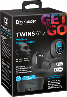 ������������ ��������� Defender Twins 639 ������,TWS, PB, Bluetooth