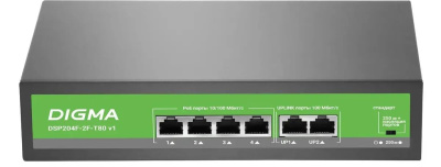 ���������� Digma DSP204F-2F-T80 DSP204F-2F-T80 V1 (L2) 6x100����/� 4PoE 4PoE+ 80W �������������