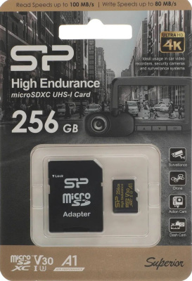 ���� ����� microSDXC 256GB Silicon Power SP256GBSTXDV3V1HSP High Endurance + adapter