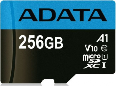 ����� ������ 256Gb MicroSD ADATA Premier Class 10 UHS-I + ������� (AUSDX256GUICL10A1-RA1)