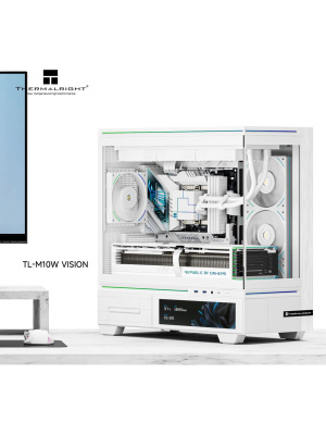 ������ Thermalright M10 Vision White, Mini-Tower, TG, LCD, ARGB, no fans, 2xUSB-A 3.0, 1xUSB Type-C, mATX, mITX White