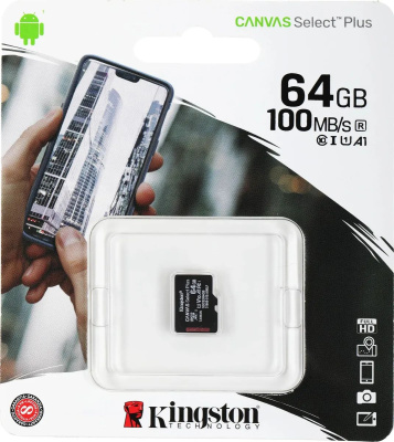 ���� ����� microSDXC 64GB Kingston SDCS3/64GBSP Canvas Select Plus V10 A1 w/o adapter