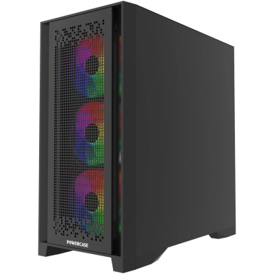 ������ Powercase ByteFlow Pro CP ARGB, Black, Non Window, Type-C, 4x 140mm ARGB PWM fans, ������, E-ATX  (CH9CLPB-A4)