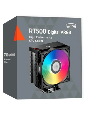 ����� PCCooler RT500 Digital ARGB BK (240W, 4-pin PWM, LED temp., 152mm, Al/Cu, 5x6mm, ARGB, 1x120mm, 73.32CFM, 34.9dBA, 2200RPM, S: 1851/1700/1200/115X, AM5/AM4, black)