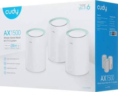 ��������� Mesh ������ CUDY M1500(3-Pack), Wi-Fi 6, AX1500, 2.4/5���, �����