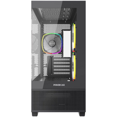 ������ Powercase Vision Micro M3B, Tempered Glass, 3x 120mm ARGB PWM Fan, ������, mATX  (CVMMB-A3)