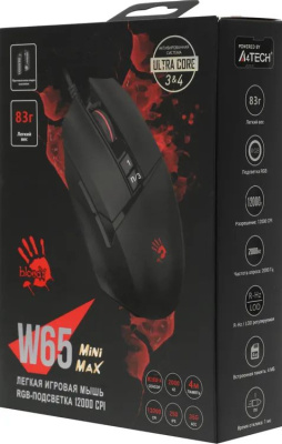 ���� A4Tech Bloody W65 Max Mini ������ ���������� 12000dpi USB 9but (W65 MAX MINI STONE BLACK)