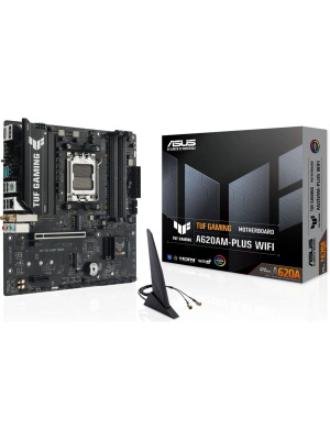 ����������� ����� ASUS TUF GAMING A620AM-PLUS WIFI, AM5, A620A, 4*DDR5, 4*SATA, 2*M.2, 2*USB 3.2, 4*USB 2.0, 1*PCIx16, 1*PCIx1, 2*DP+HDMI, mATX; 90MB1MZ0-M0EAY0