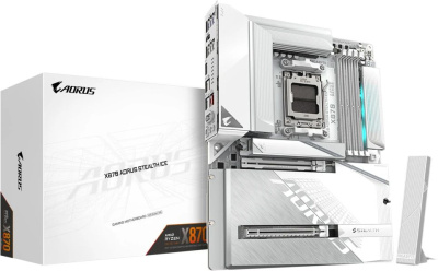 ����������� ����� GigaByte X870 Aorus Stealth ICE, Socket AM5, AMD X870, ATX, Ret