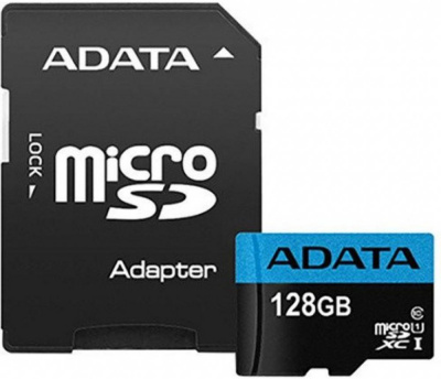 ����� ������ 128Gb MicroSD A-DATA Premier Class 10 + ������� (AUSDX128GUICL10A1-RA1)