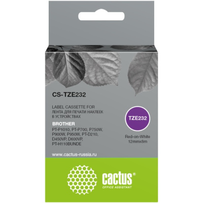 �������� ��������� Cactus CS-TZE232 TZe-232 ������ ��� Brother PT-P1010, PT-P700, P750W, P900W, P950